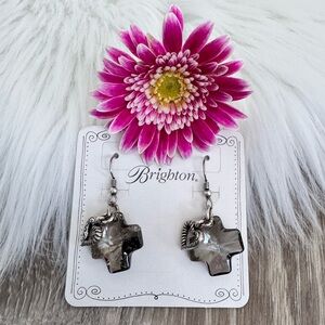 💗 BRIGHTON Karma Cross Smokey Crystal French Wire Earrings
